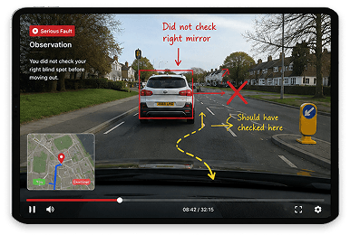 Dashcam footage review with fault annotations